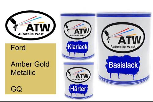 Ford, Amber Gold Metallic, GQ: 1L Lackdose + 1L Klarlack + 500ml Härter - Set, von ATW Autoteile West.